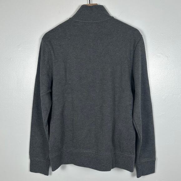 J.Crew Mens Quarter-Zip Vintage Fleece Ribbed Mock Neck Grey Sweatshirt Small - Picture 2 of 6